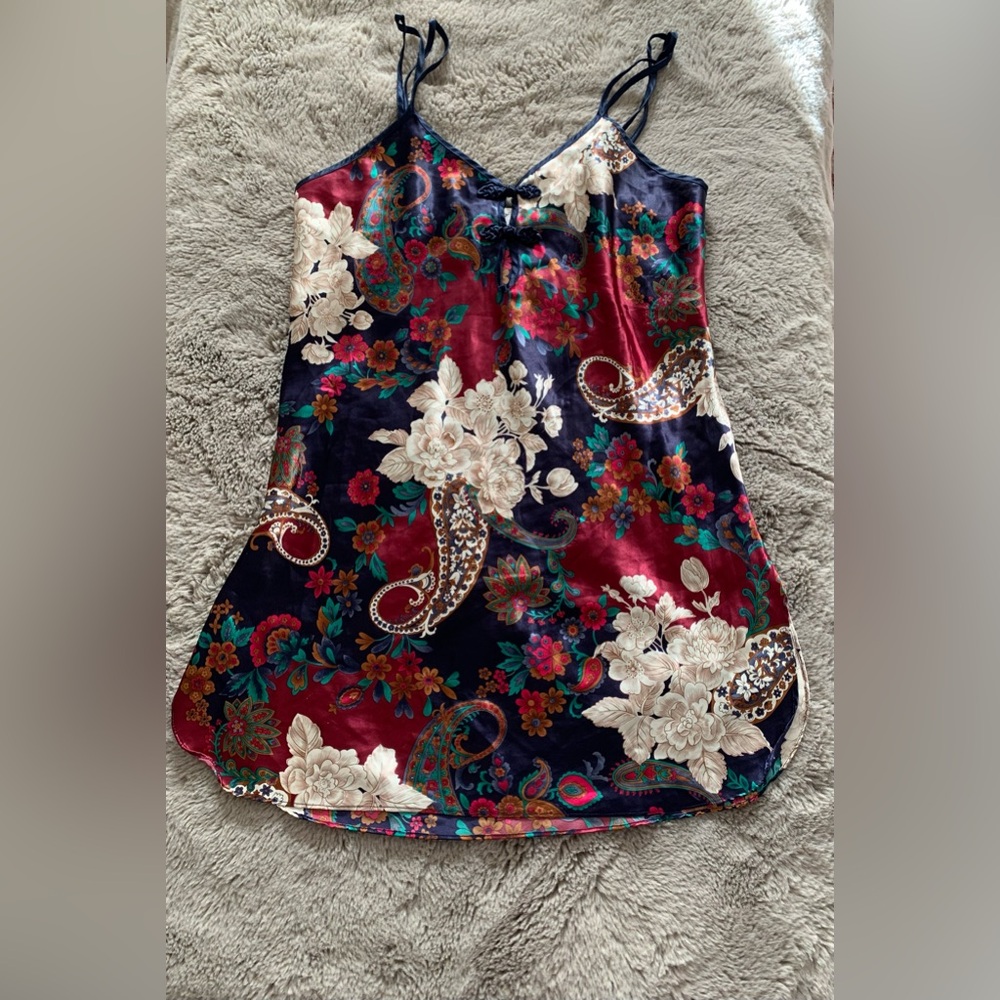 Vintage Boudoir California Dynasty Floral Lingerie Nightie Satin Large With Flaw